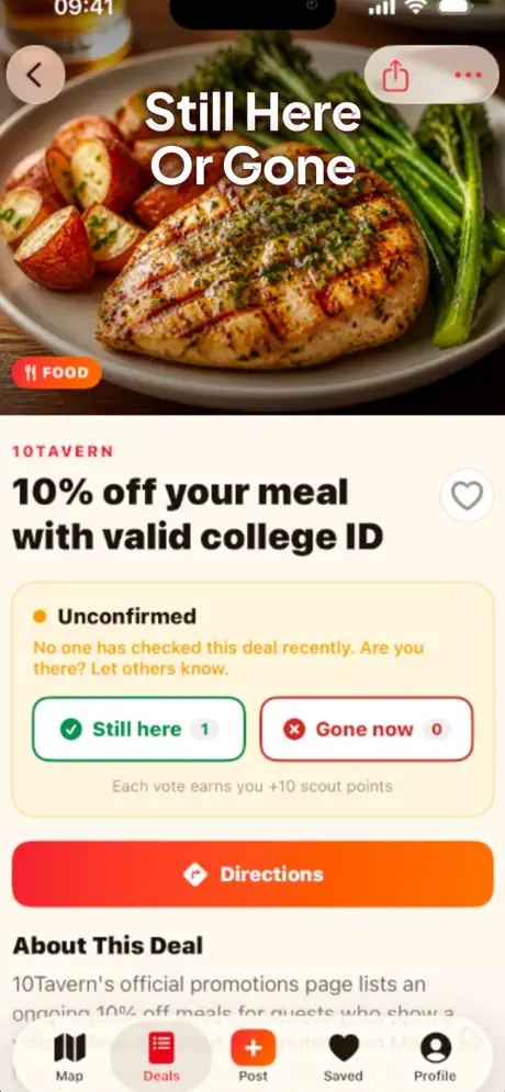 Deal detail with Still here or Gone now voting